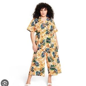 Tabitha Brown X Target Tropical Print Tie Front Jumpsuit 1X NWT